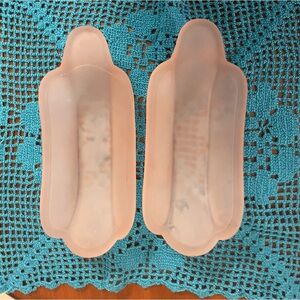 Vintage‎ pink frosted glass banana boats